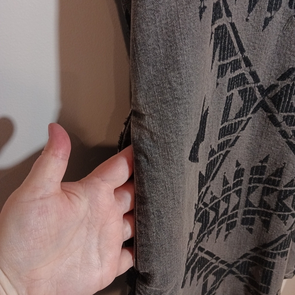 Free People Geometric Longline Denim Vest in Black Combo Oversize XS New NWT - Picture 6 of 9